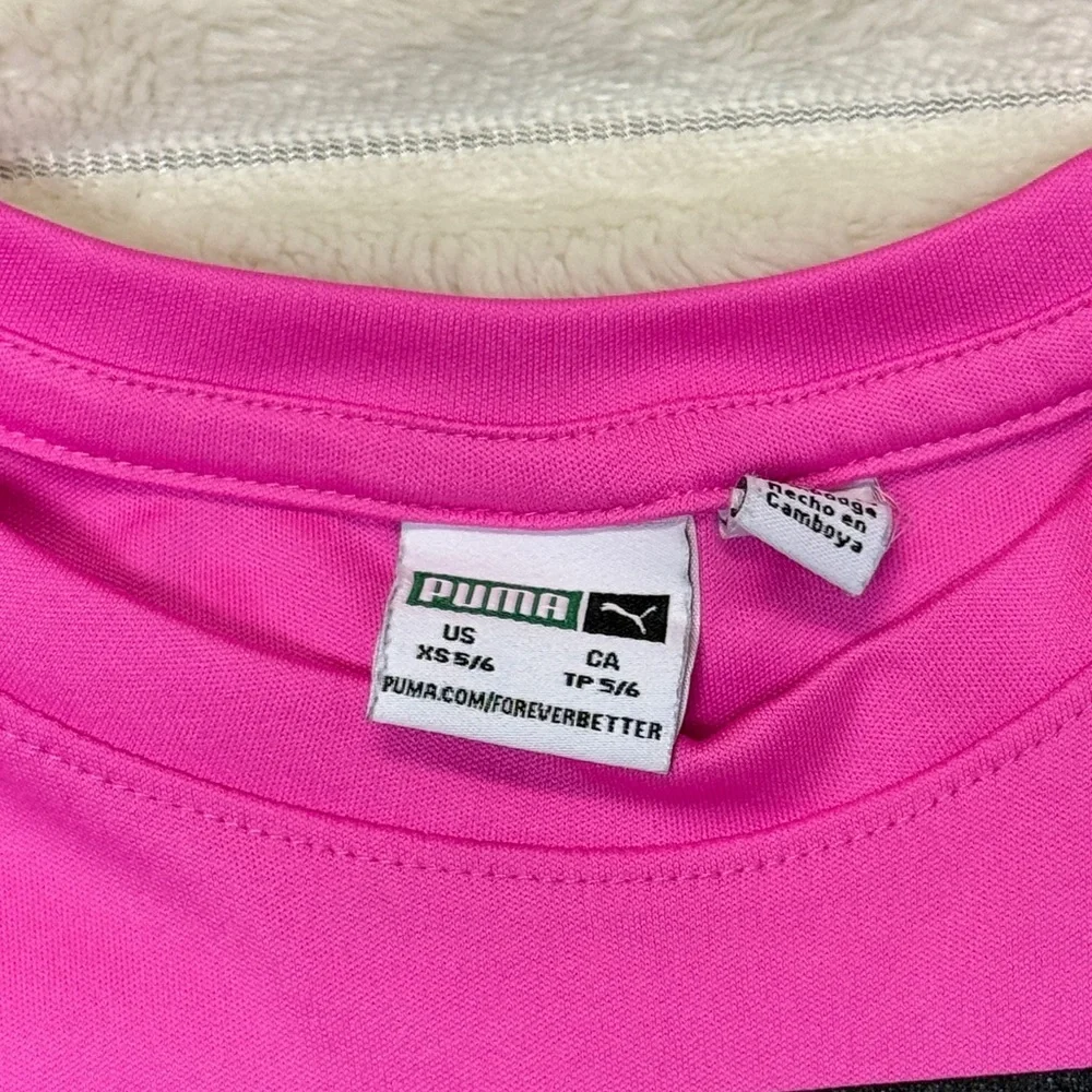 Puma: Lot of (2) Girls Short Sleeve T-Shirts, Pink & Gray Logo, Size XS (5/6)